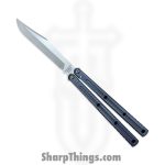 Squid Industries - krm-swbw-gm - Krake Raken Matte V3 - Balisong - Stainless Stonewash Bowie - 7075 Aluminum Alloy - Gunmetal