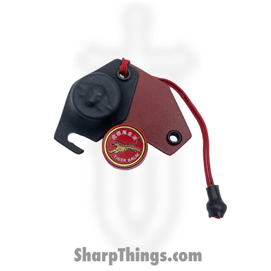 fde0dbc4-13e0-40b4-89c5-e079a63fd627_TigBlmlnyrd_1.jpg Bastinelli Creations - TigBlmlnyrd - Tiger Balm Lanyard - Kydex - Red and Black - Image 1