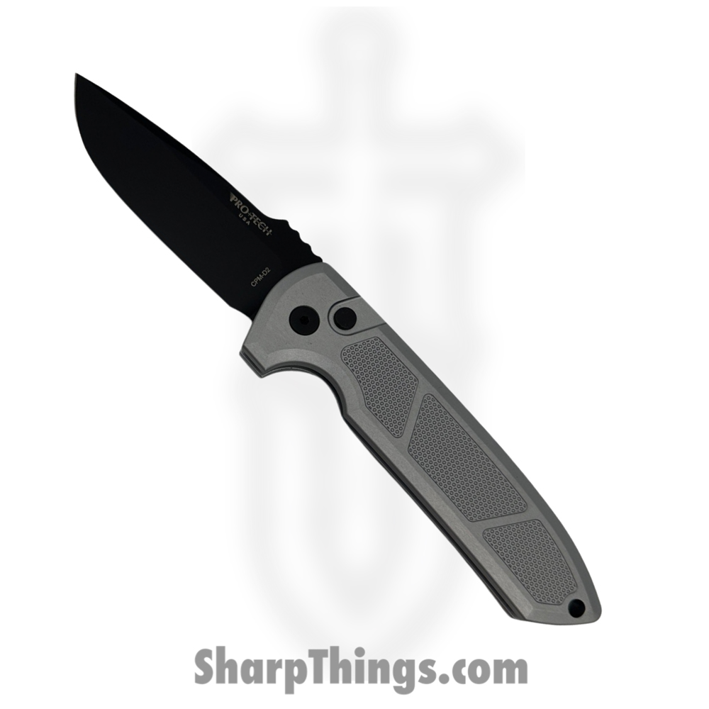 fe139343-7363-4780-a631-827ae64ac0eb_LG307-Grey_1.jpg ProTech - LG307-Grey - Rockeye - Automatic Knife - CPM-D2 DLC - 6061-T6 Aluminum - Grey - Image 1