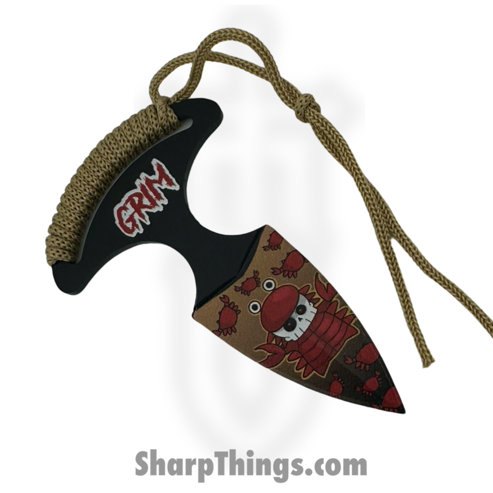 fe71ce3e-40a4-4016-84c8-467e09d84750_SD040RD_1.jpg VOC - SD040RD - Grim Push Dagger Crabby - Fixed Blade Knife - 440 SS Coated Dagger - Cord Wrap - Tan - Image 1