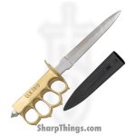 VOC - ICD-022 - 11 inch Trench Knife - Fixed Blade Knife - High Carbon Polished Dagger - Brass - Natural