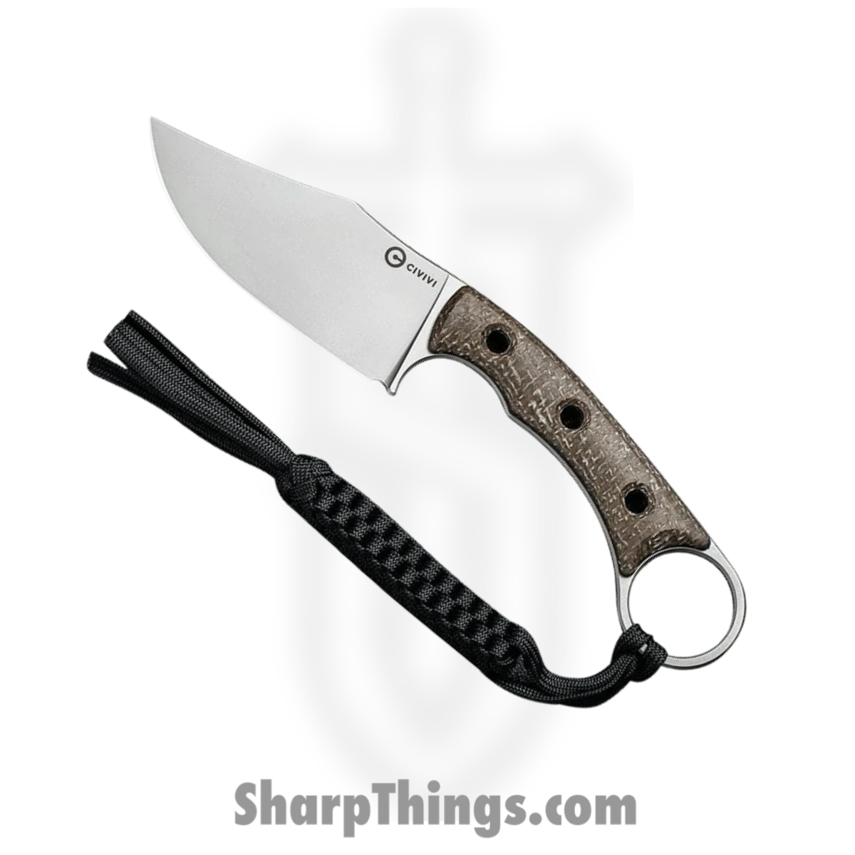 febba9fa-e3ac-4e04-b18f-81d216bbb5e9_CIVC20059B2_1.jpg Civivi - CIVC20059B2 - Midwatch - Fixed Blade Knife - N690 Silver Bead Blasted Clip Point - Burlap Micarta - Brown - Image 1