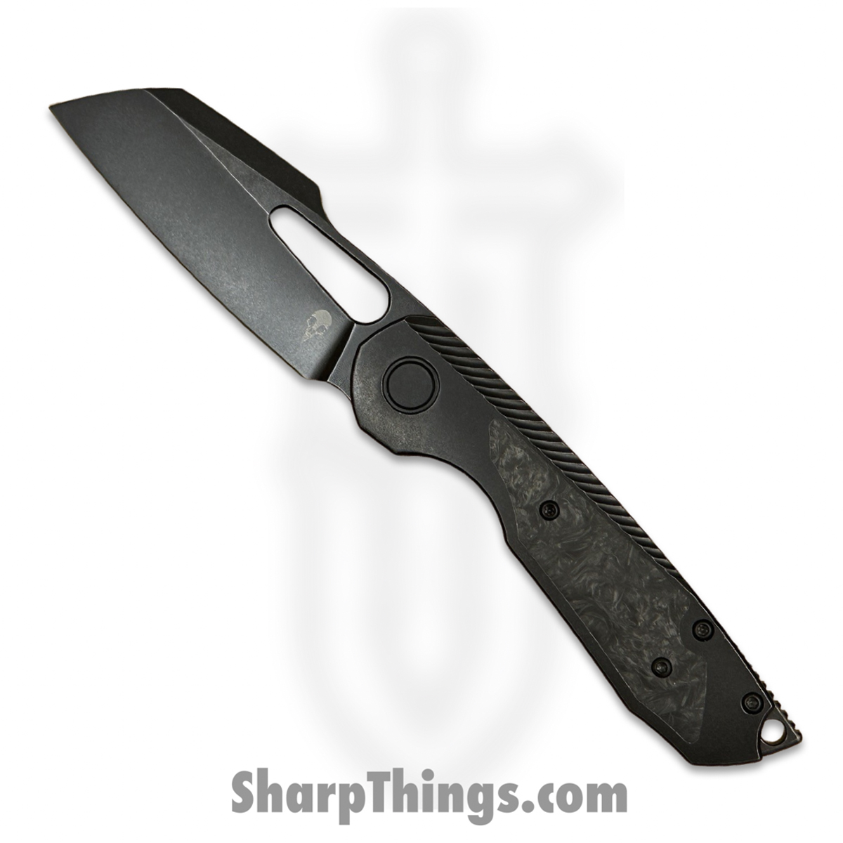 ff57cc28-756c-4438-9076-cf33213d9562_SKCSTRXV1_1.jpg Sparrow Knife Co. - SKCSTRXV1 - Strix R2 Midnight - Folding Knife - Magnacut Coated Wharncliffe - Titanium/FatCarbon - Black - Image 1
