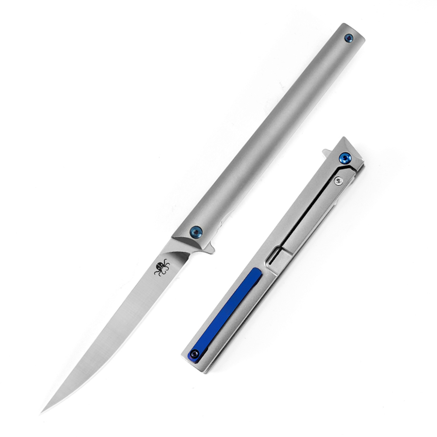 16667033737222.jpg Klaken Knives - B13-TIDP-SA - Regent - Folding Knife - D2 Satin Drop Point - Titanium - Natural - Image 1