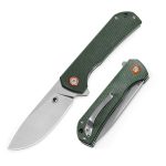 Klaken Knives - J305-GR-SW - Drake - Folding Knife - D2 Stonewash Clip Point - Micarta - Green