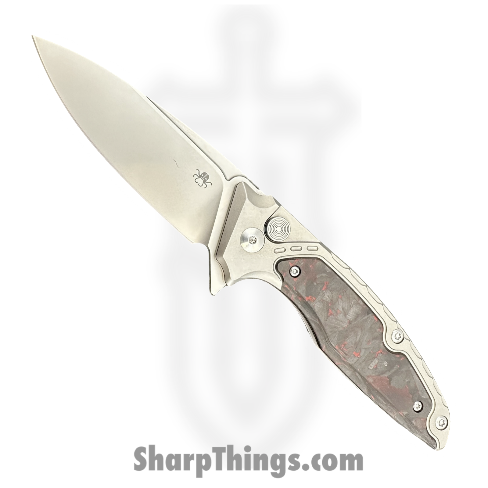 16674535774214.png Klaken Knives - B05-RD - Hermod - Folding Knife - M390 Blasted Drop Point - Titanium - Red - Image 1