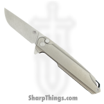 Klaken Knives - B02 - Farn - Folding Knife - 14C28N Stonewash Drop Point - Titanium - Grey