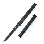 Klaken Knives - B13-CFTN-BK - Regent - Folding Knife - D2 Coated Tanto - Carbon Fiber - Black