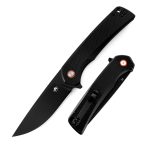 Klaken Knives - J147-BK-BK - Virex - Folding Knife - D2 Coated Drop Point - G10 - Black