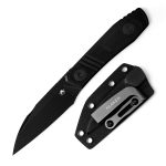Klaken Knives - Z086-BK-BK - Phantom - Fixed Blade Knife - 14C28N Blackwash Wharncliffe - G10 - Black