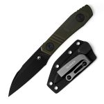 Klaken Knives - Z086-GR-BK - Phantom - Fixed Blade Knife - 14C28N Blackwash Wharncliffe - G10 - Green