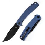 Klaken Knives - J335-BL-BK - The Lancet - Folding Knife - 14C28N Coated Clip Point - G10 - Blue
