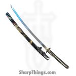 Onikiri - F-570-DG - 41in Handmade Dragon Katana - Fixed Blade Knife - 1045 HC Satin  - Cord Wrapped - Black