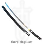 Onikiri - F-905 - Handmade Japanese Shirasaya Samurai Katana - Fixed Blade Knife - 1045 HC Satin  - Cord Wrapped - Black