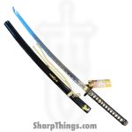 Hattori Hanzo - F-320-BR-Z - 42in Kill Bill Handmade Bride Katana - Fixed Blade Knife - 1045 HC Satin - Cord Wrapped - Black