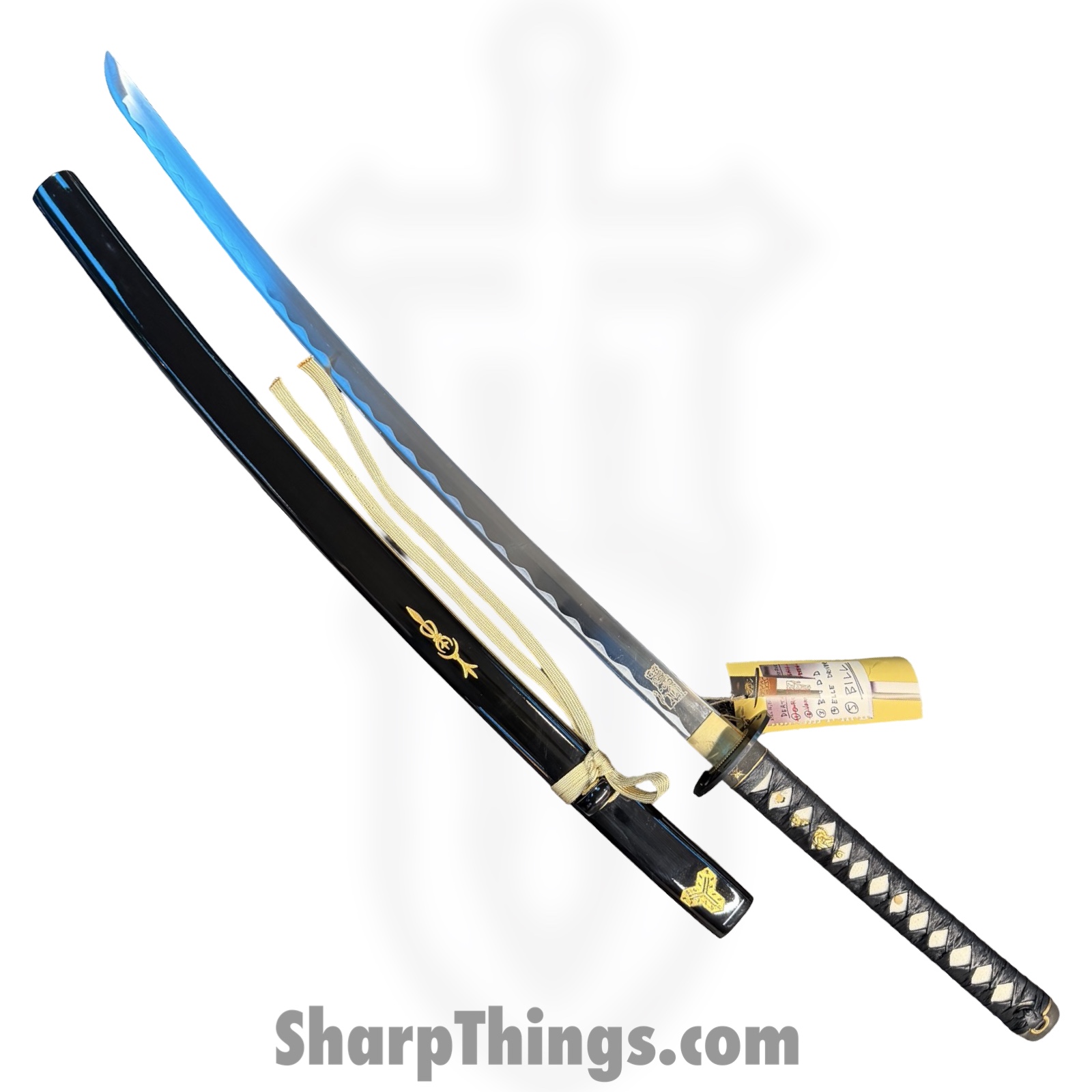 608866631835.jpg Hattori Hanzo - F-320-BR-Z - 42in Kill Bill Handmade Bride Katana - Fixed Blade Knife - 1045 HC Satin - Cord Wrapped - Black - Image 1