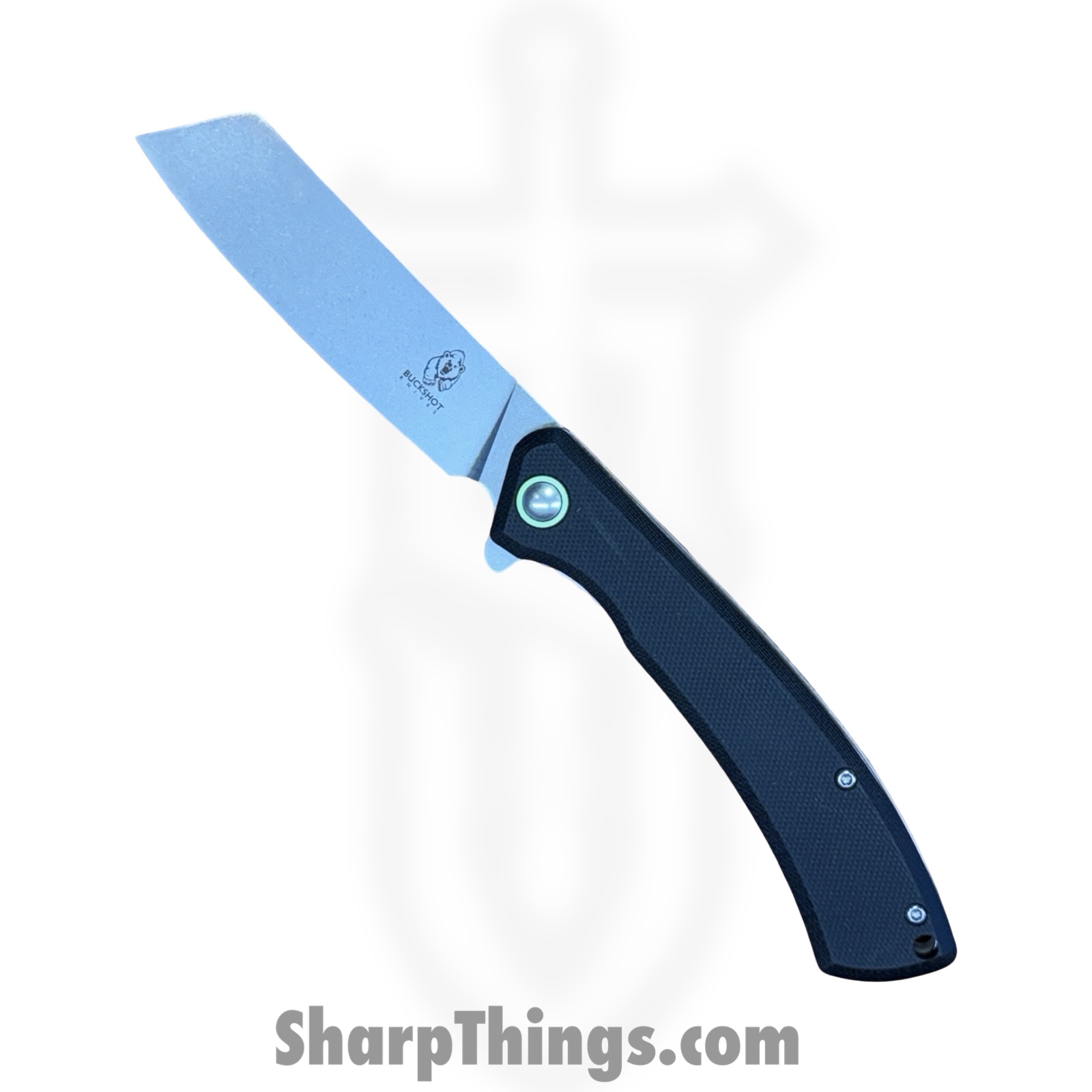 657040661663.jpg Buckshot Knives - PBB10BK - Model 10 - Folding Knife - D2 Stonewash Cleaver - G10 - Black - Image 1