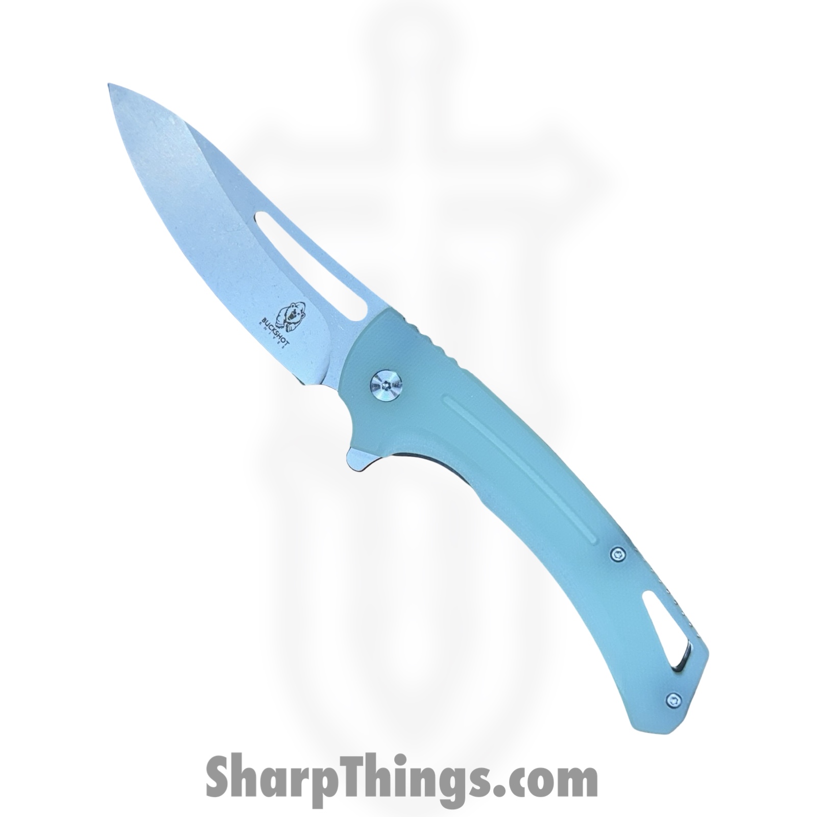 657040666309.jpg Buckshot Knives - PBB27C - Model 27 - Folding Knife - D2 Stonewash Drop Point - G10 - Jade - Image 1