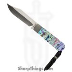 Jack Wolf Knives - BACKW-FX-01-ABALONE - Backwoods FIXedc - Fixed Blade Knife - S90V Satin Clip Point - Abalone - Abalone