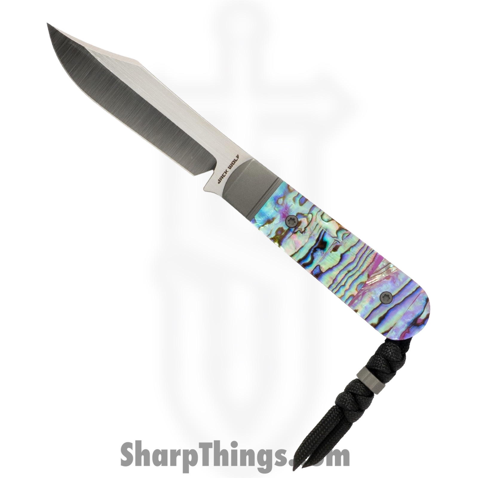 749666543499.jpg Jack Wolf Knives - BACKW-FX-01-ABALONE - Backwoods FIXedc - Fixed Blade Knife - S90V Satin Clip Point - Abalone - Abalone - Image 1