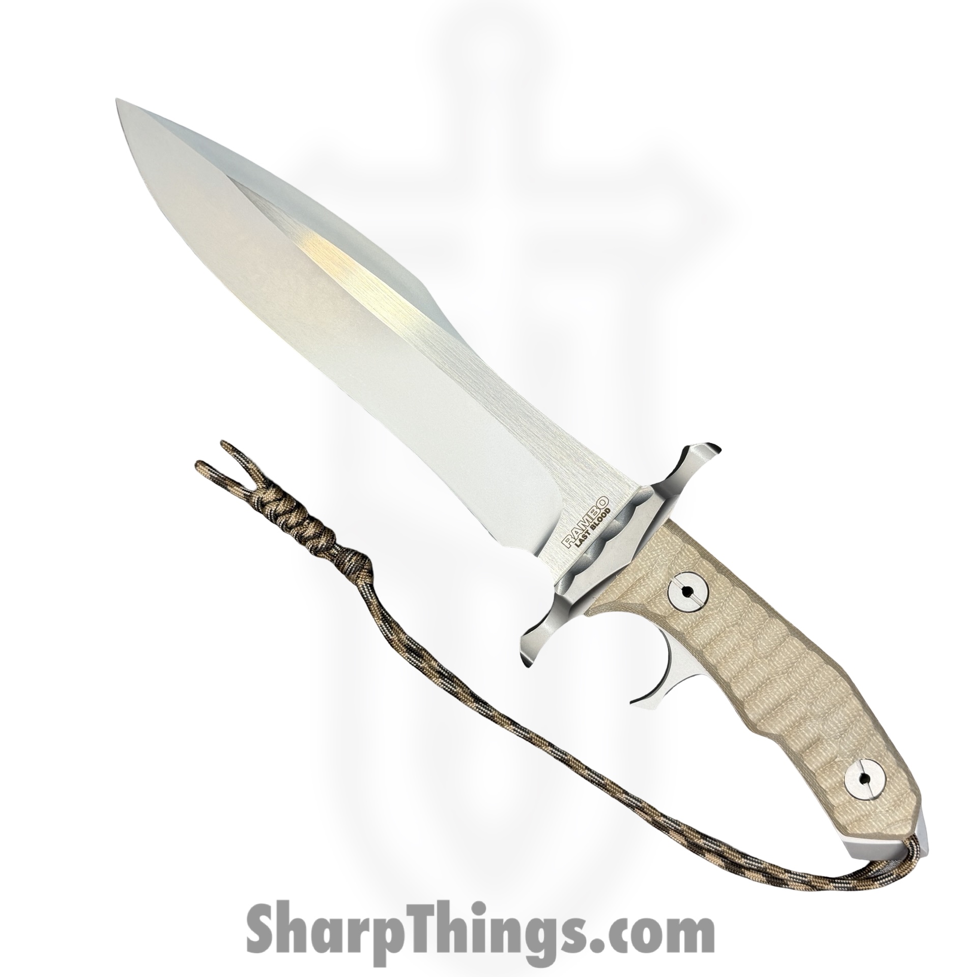 760729286207.jpg United Cutlery - UC3461 - Rambo Last Blood Heartstopper - Fixed Blade Knife - 7Cr17MoV Two Tone Bowie - Linen Micarta - Tan - Image 1