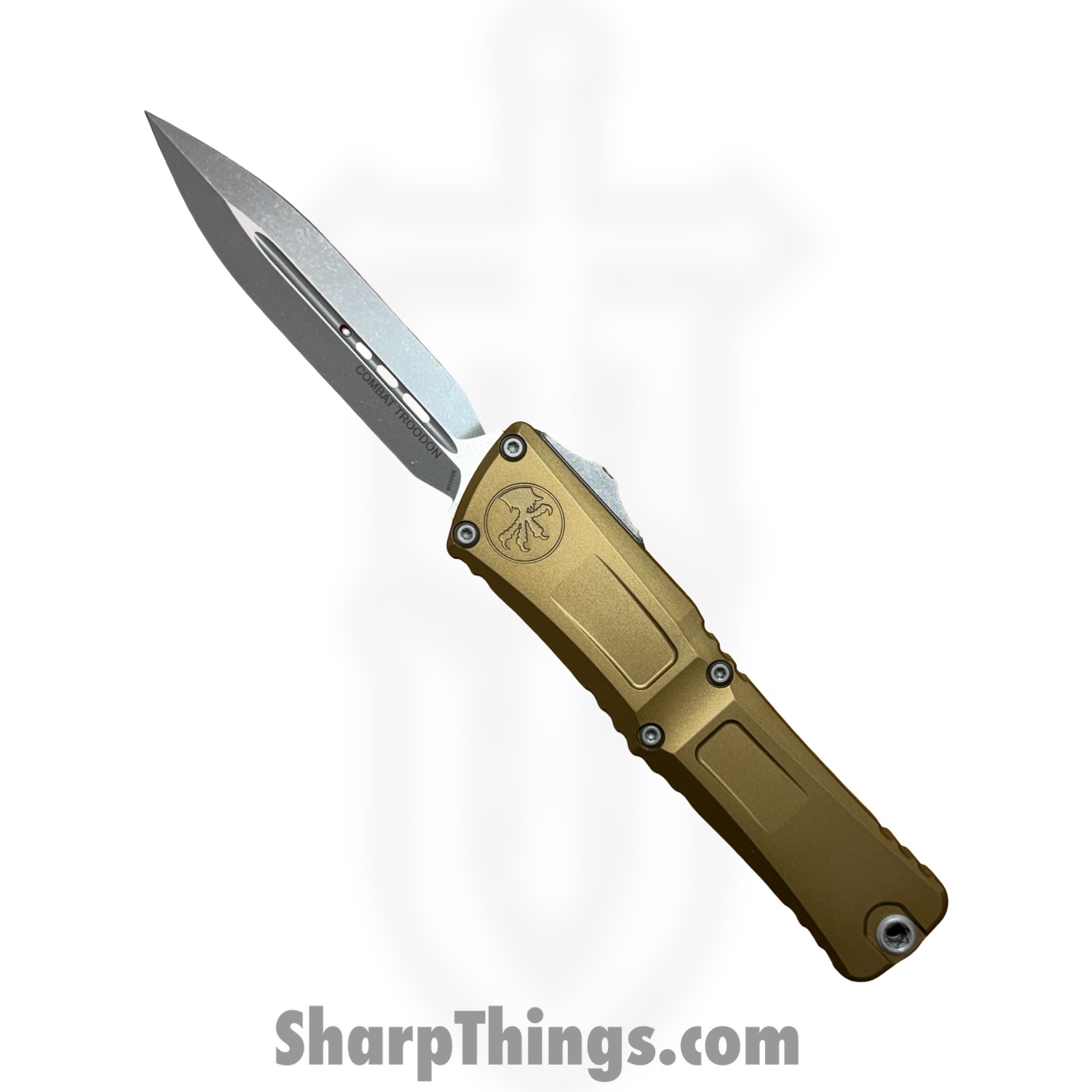 841768164838.jpg Microtech - 1142-10APTA - Combat Troodon Gen III - OTF Auto - M390MK Apocalyptic D/E - 6061-T6 Aluminum - Tan - Image 1