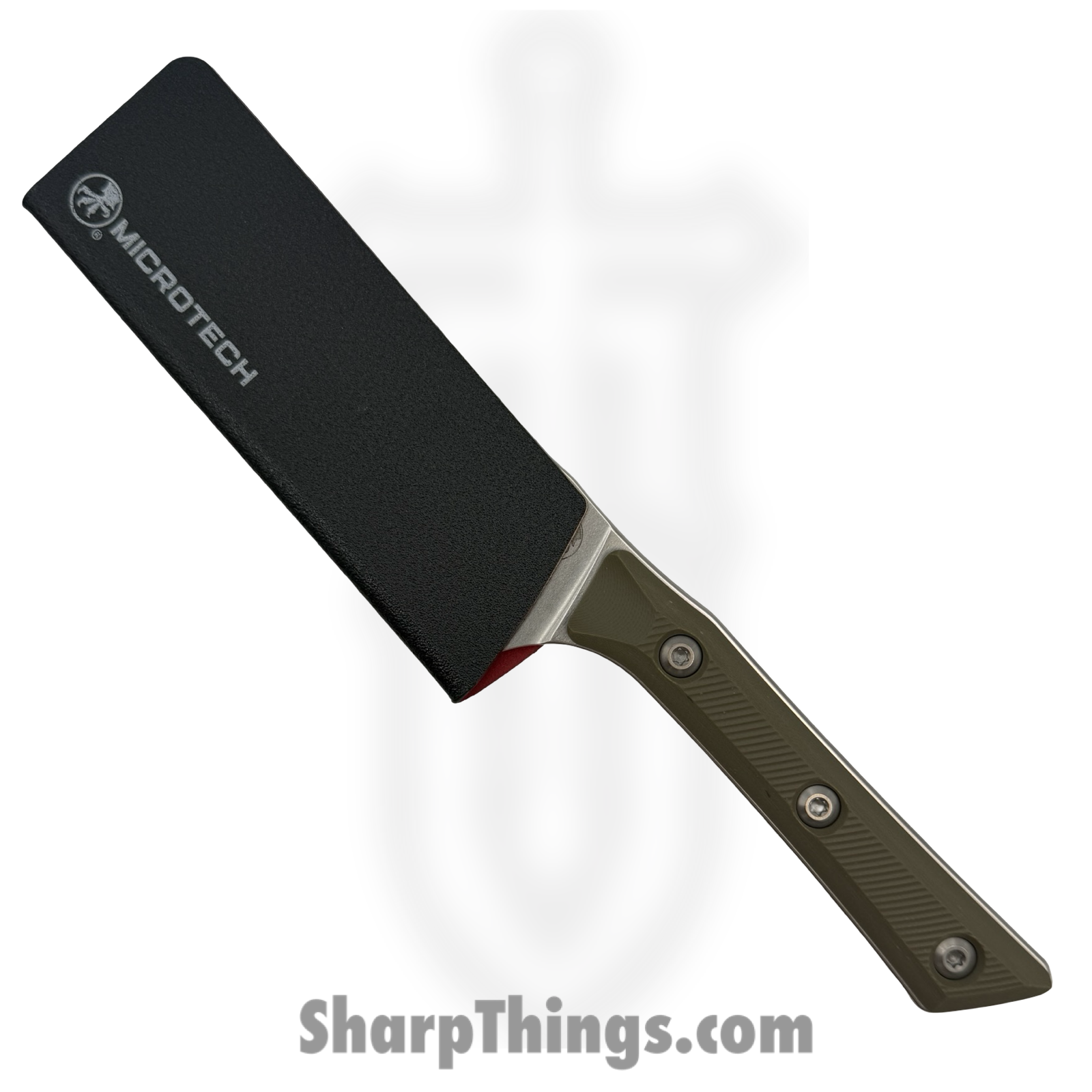 841768182450.png Microtech - 3300-10OD - 4.2" Santoku Knife - Fixed Blade Knife - M390MK Stonewash Santoku - G-10 - OD Green - Image 1