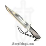 Rambo Knives - RB9297 - Rambo III Stallone Signature - Fixed Blade Knife - Stainless Satin Bowie - Laminated Wood - Brown