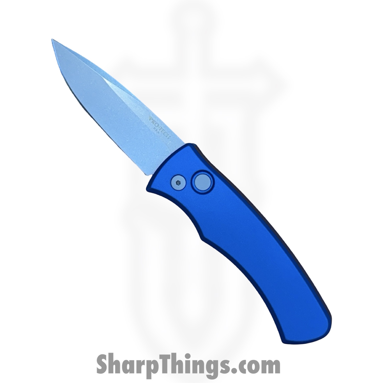 DUKE2101BLUE.jpg ProTech - DUKE2101-BLUE - DUKE 2 - Automatic Knife - CPM MagnaCut Stonewash Drop Point - Aluminum - Blue - Image 1