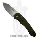 Heretic Knives - H054-2A-GRN - Mini Pariah Auto - Automatic Knife - CPM MagnaCut Stonewash Drop Point - Polymer - OD Green