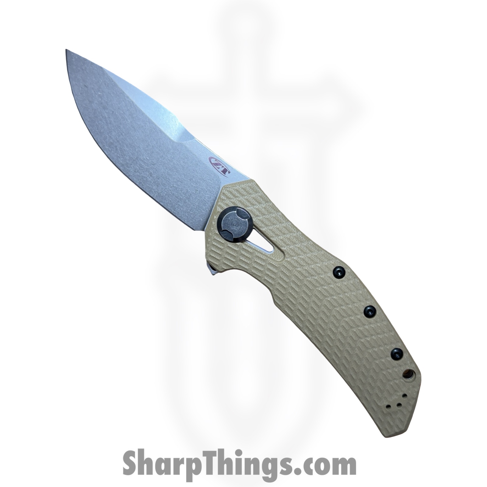 0308_1 Zero Tolerance - 0308 - KVT Framelock - Folding Knife - CPM 20CV Stonewash Drop Point - G10 - Tan - Image 1