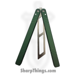 VOC - BK156 - Butterfly Knife Kit - Balisong - 440 SS Satin Tanto Live/Trainer - Aluminum - Green - Image 2
