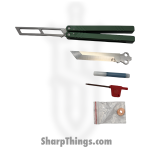 VOC - BK156 - Butterfly Knife Kit - Balisong - 440 SS Satin Tanto Live/Trainer - Aluminum - Green - Image 4