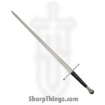 Battle Tested - BT2703 - Medieval Sword - Fixed Blade Knife - Carbon Steel Satin  - Cord Wrapped - Black