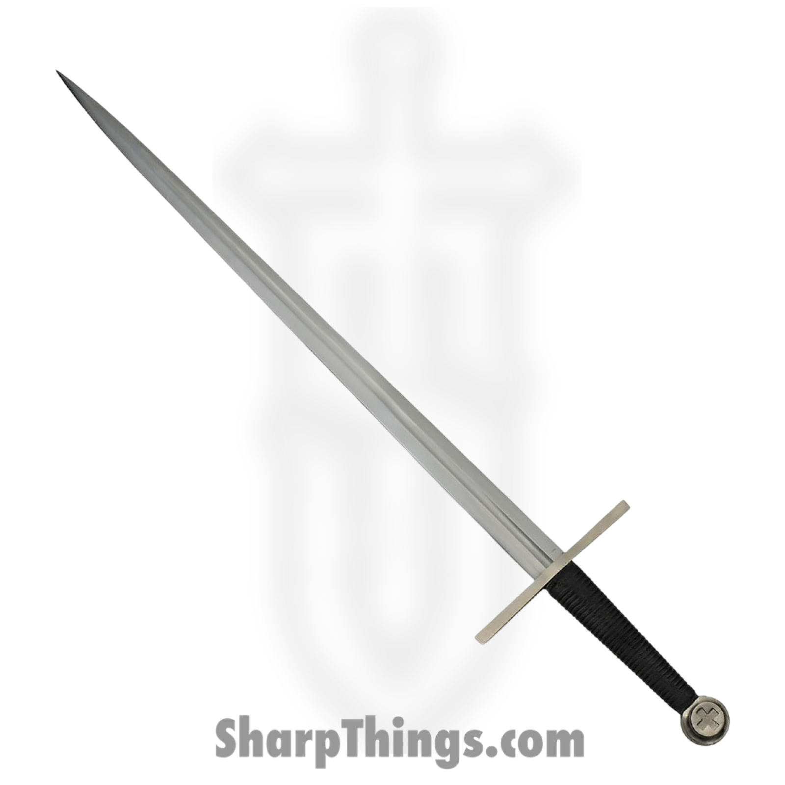 BT2707_1 Rite Edge - BT2707 - Two Hand Broadsword - Fixed Blade Knife - 1065 HC Satin Double Edge - Polymer - Black - Image 1