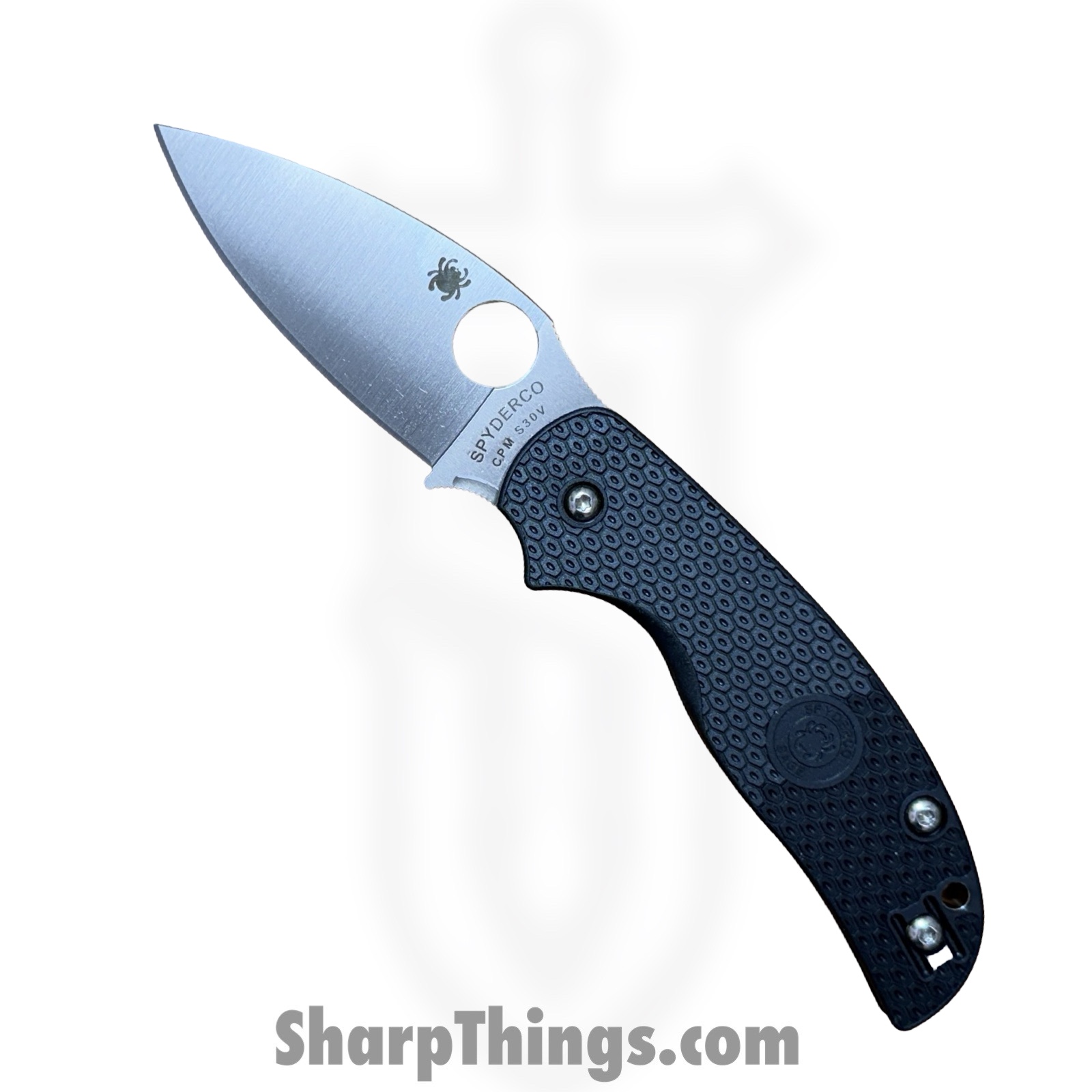 C123PBK_1 Spyderco - C123PBK - Sage 5 - Folding Knife - S30V Satin Spear Point - FRN - Black - Image 1