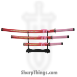 VOC - CN927029PK - Gold Dragon Samurai Set - Fixed Blade Knife - Carbon Steel Satin Multi - Cord Wrapped - Pink