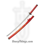 VOC - CN927029RD - Gold Dragon Samurai Set - Fixed Blade Knife - Carbon Steel Satin Multi - Cord Wrapped - Red - Image 4