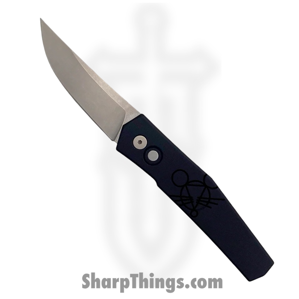 ELMER-BLACK_1.jpg GiantMouse - ELMER-BLACK - Ace Elmer - Automatic Knife - CPM MagnaCut Stonewash Clip Point - Aluminum - Black - Image 1