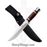 VOC - HK-782L - Survivor Fixed Blade Knife - Fixed Blade Knife - Stainless Steel Satin Clip Point - Leather - Black