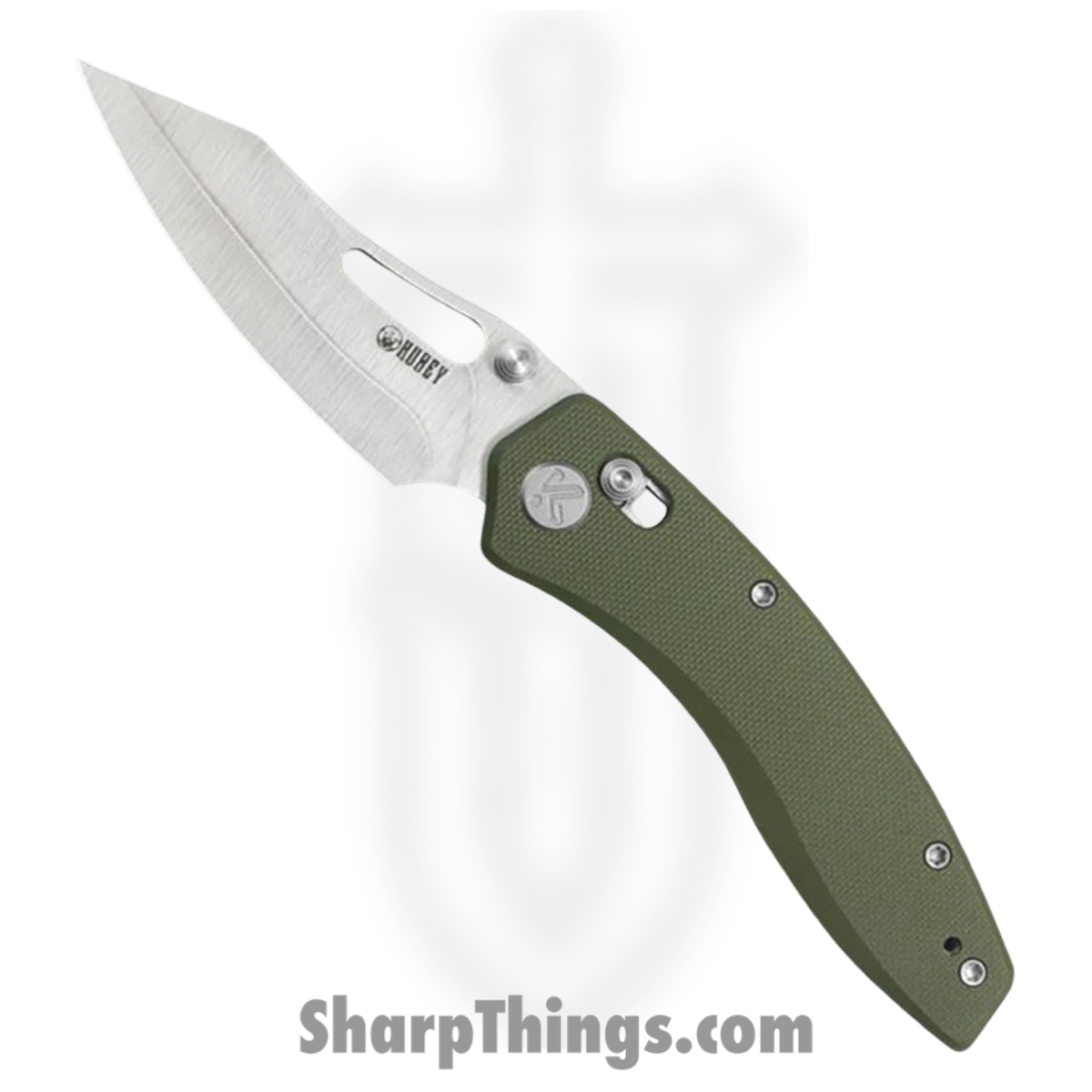 KUB421C_1-1.jpg Kubey - KUB421C - Caiman - Folding Knife - San Mai M2 Satin Clip Point - G10 - OD Green - Image 1