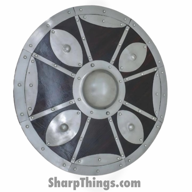 SH-008_1 VOC - SH-008 - Medieval Handcrafted Viking Round Shield - Wood - Multicolor - Image 1