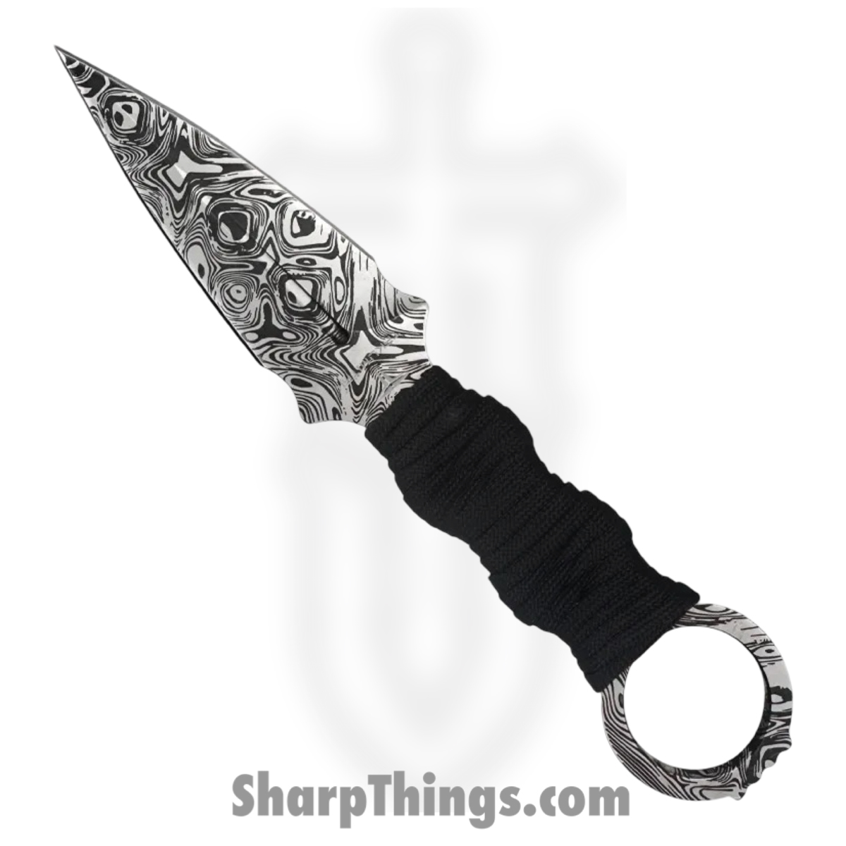 TKF102BK-CS_1.jpg Takumitak - TKF102BK-CS - Defender - Fixed Blade Knife - 3Cr13 SS Acid Etched Spear Point - Paracord Wrapped - Black - Image 1