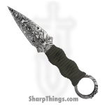 Takumitak - TKF102GN-CS - Defender - Fixed Blade Knife - 3Cr13 SS Acid Etched Spear Point - Paracord Wrapped - OD Green
