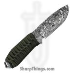 Takumitak - TKF103GN-CS - Takumi - Fixed Blade Knife - 3Cr13 SS Acid Etched Drop Point - Paracord Wrapped - OD Green