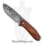 Takumitak - TKF402WD-CS - Takumi - Fixed Blade Knife - 3Cr13 SS Acid Etched Drop Point - Pakkawood - Brown