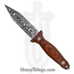 Takumitak - TKF403WD-CS - Protector - Fixed Blade Knife - 3Cr13 SS Acid Etched Spear Point - Pakkawood - Brown