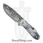 Takumitak - TKF502BK-CS - Takumi - Fixed Blade Knife - 3Cr13 SS Acid Etched Drop Point - Glow Resin - Black White