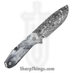 Takumitak - TKF502BK-CS - Takumi - Fixed Blade Knife - 3Cr13 SS Acid Etched Drop Point - Glow Resin - Black White - Image 2