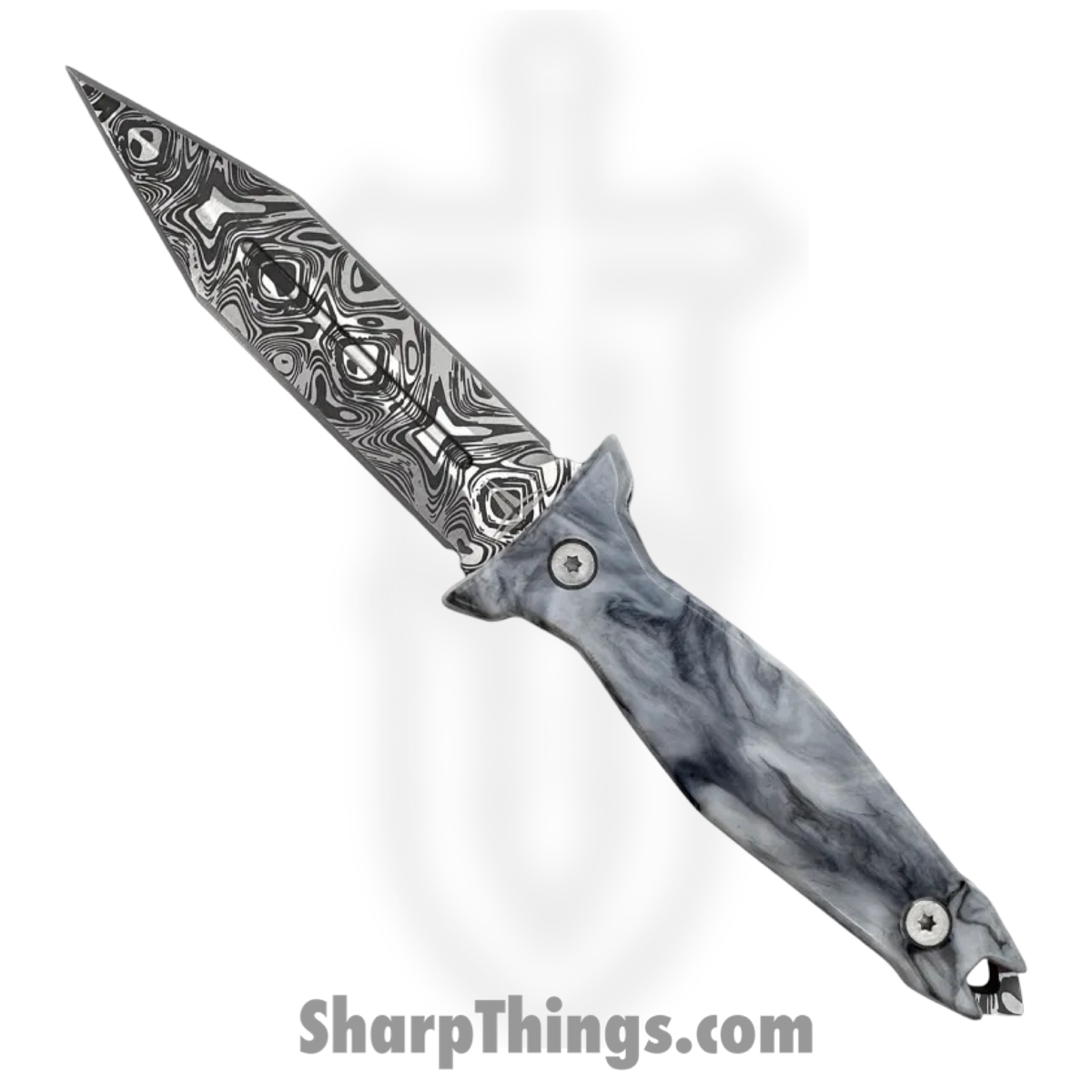 TKF503BK-CS_1.jpg Takumitak - TKF503BK-CS - Protector - Fixed Blade Knife - 3Cr13 SS Acid Etched Spear Point - Glow Resin - Black White - Image 1